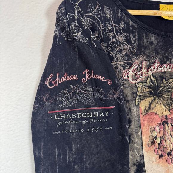 Vintage MONA LISA BRAND Chateau Blanc Chardonnay Shirt 3/4 Sleeve Plus Size 2X - Picture 3 of 6